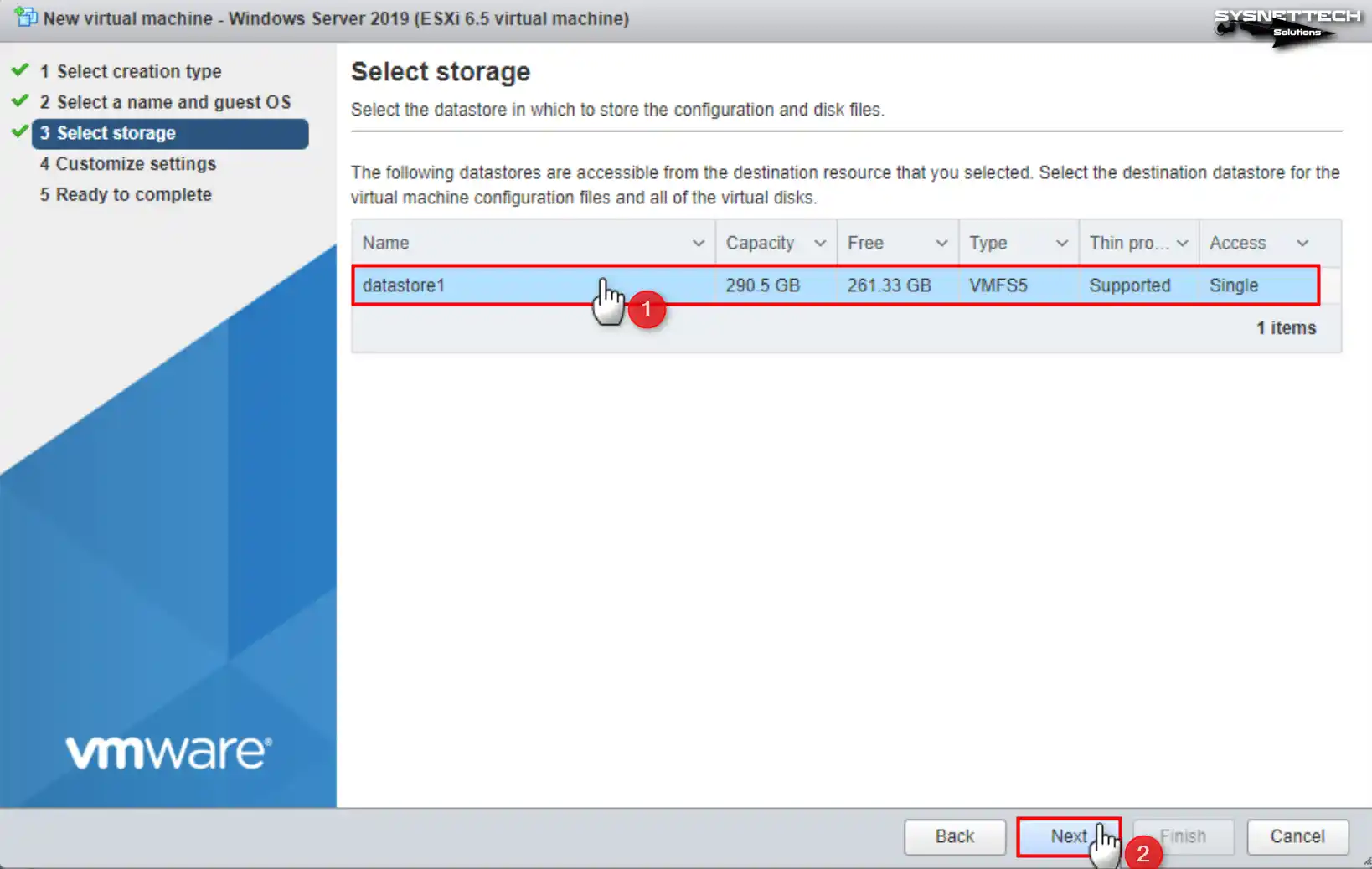 Datastore Selection for VM