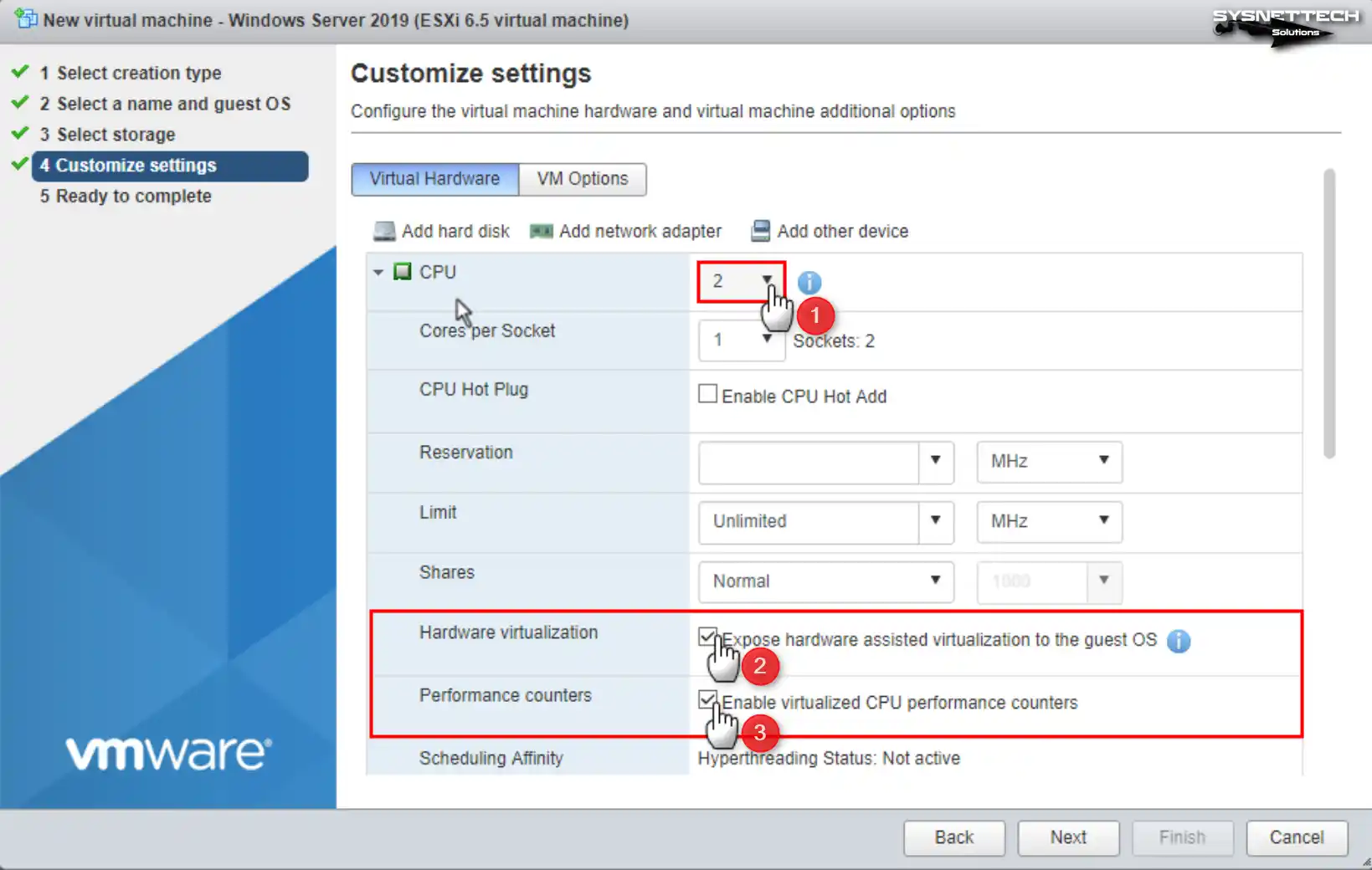 Editing the CPU Settings of the Virtual Machine