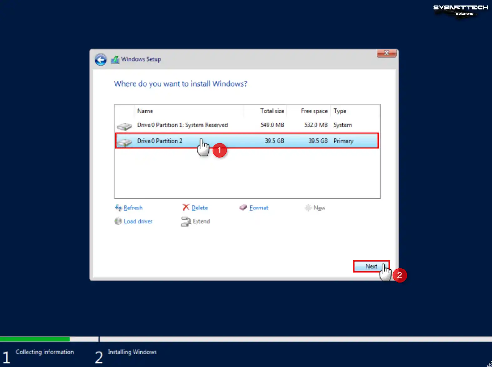 Drive Partition Selection to Install the System