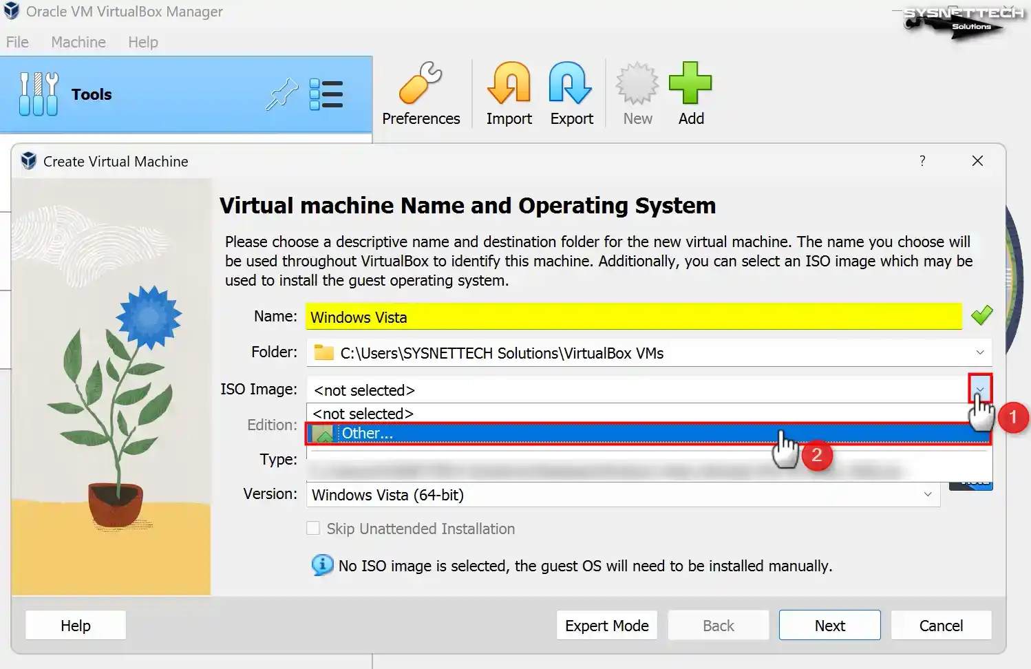 Naming the Operating System and Adding an ISO File