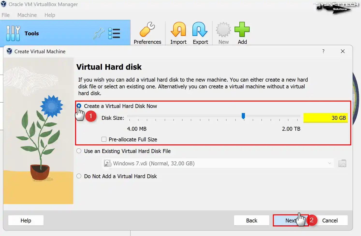 Creating a New 30GB Virtual Disk