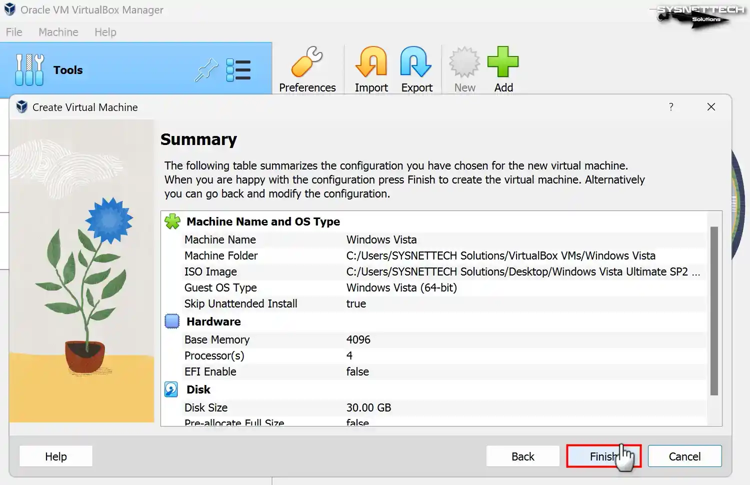 Hardware Summary of Virtual Machine