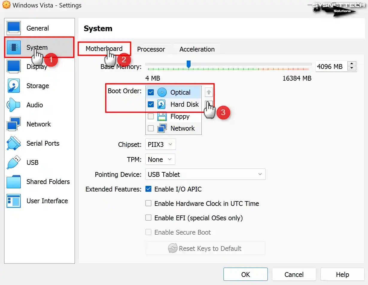 Changing the Boot Order of a Virtual PC