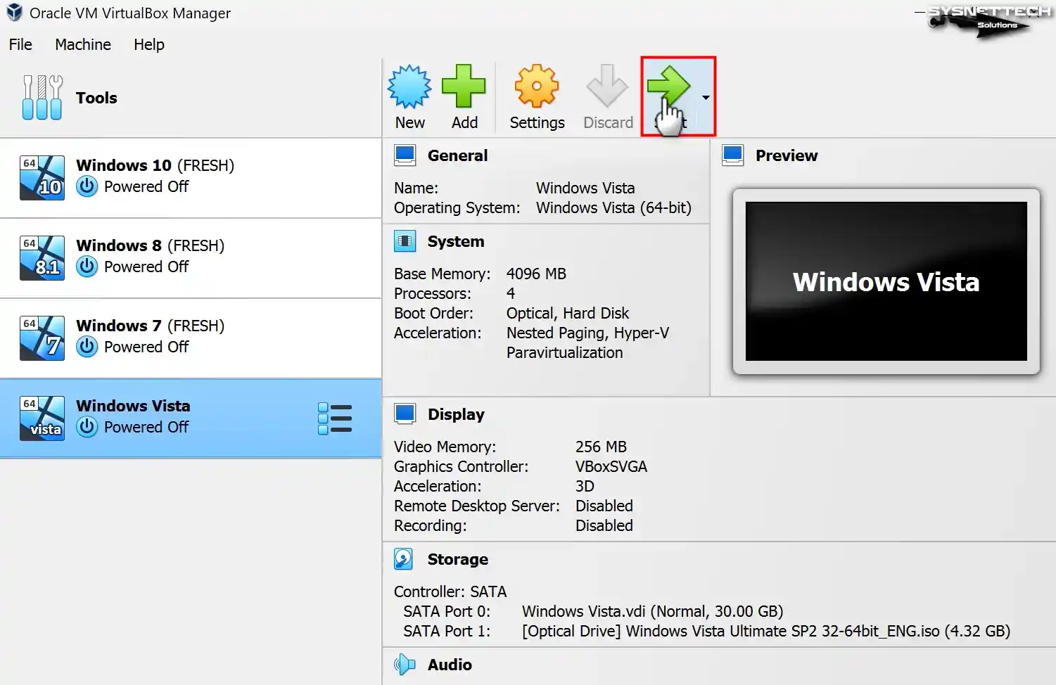 Operating the Windows Vista Guest Machine