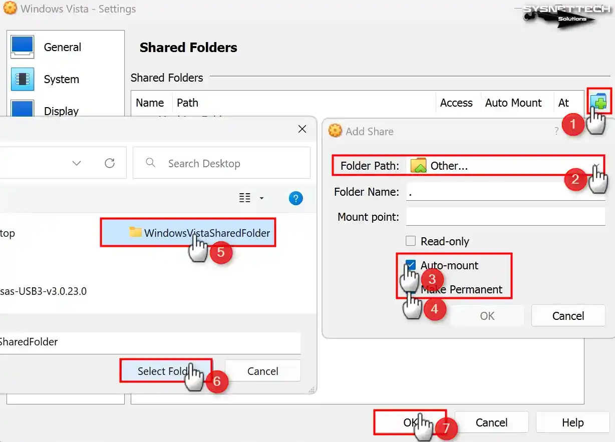 Selecting the Public Folder Created on the Host