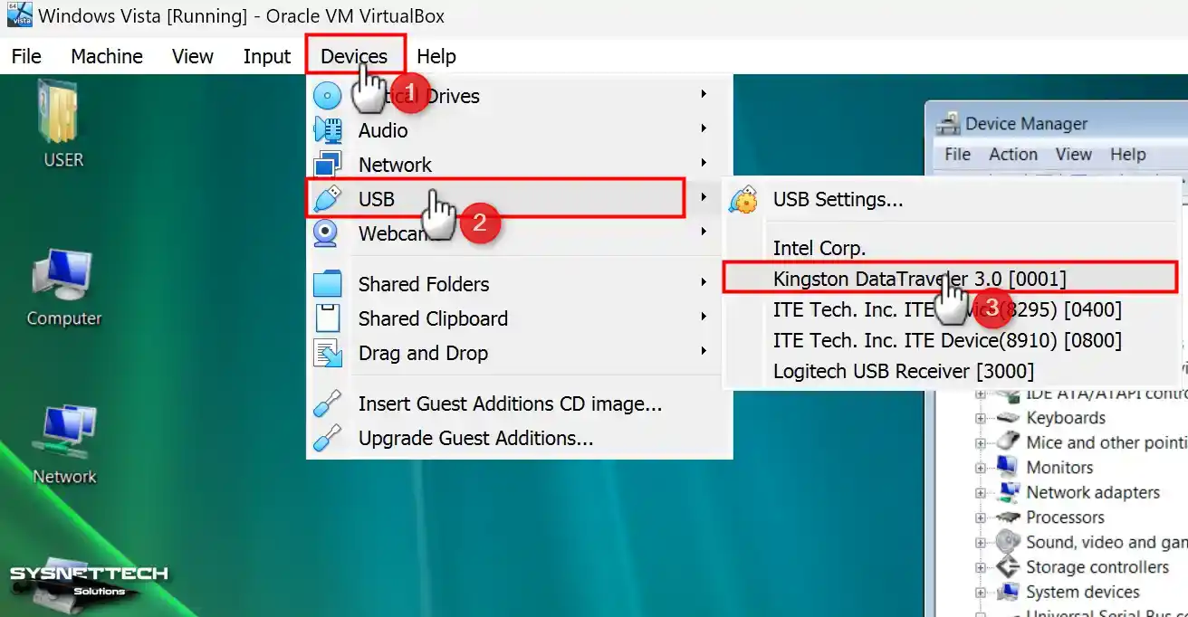 Installing Kingston DataTraveler Flash Drive in VM