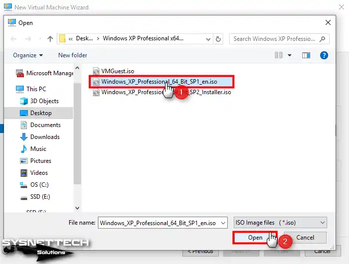 Choosing the Windows XP ISO File