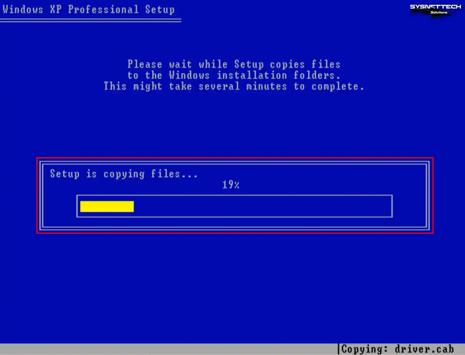 Setup Wizard Copying Windows Files