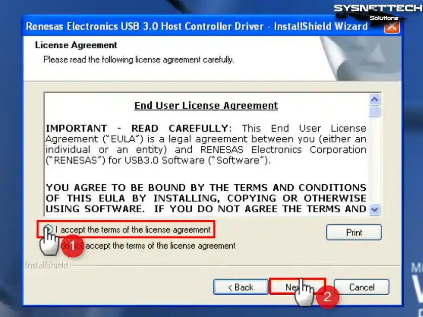 Accepting the USB Drive's License Agreement