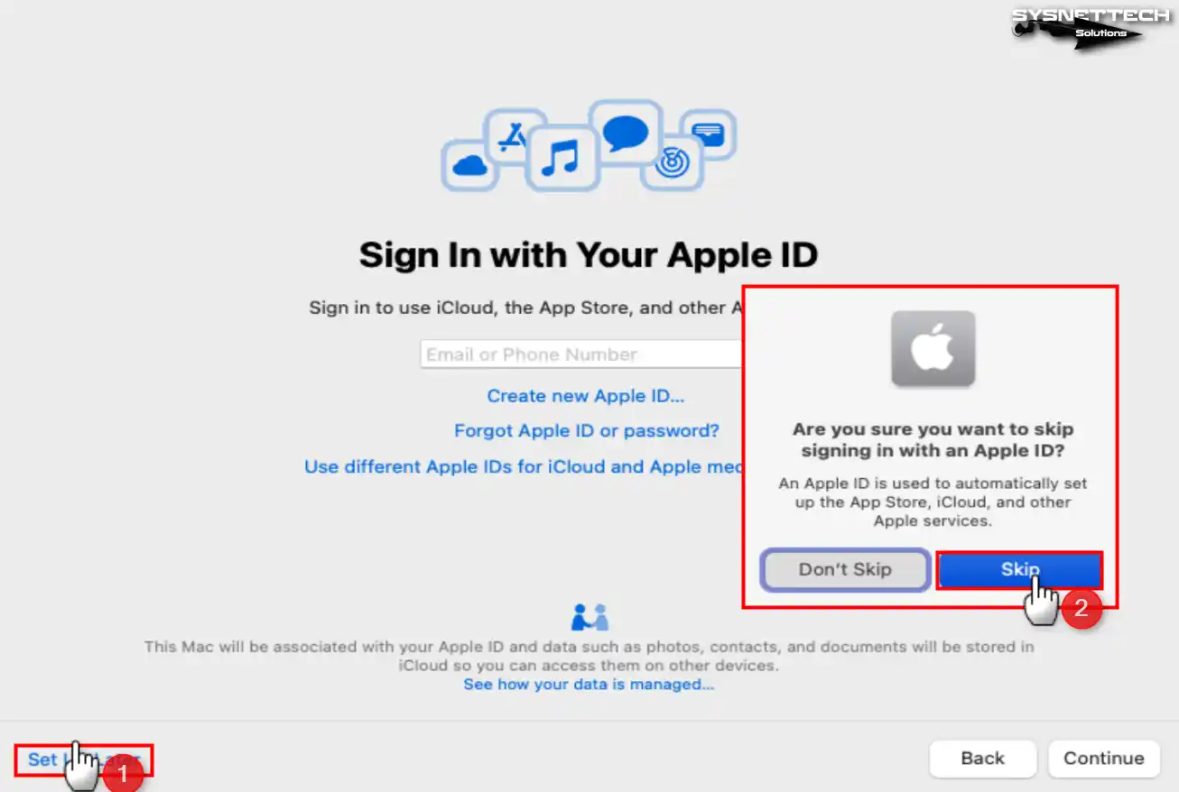 Skipping Apple ID Sign In