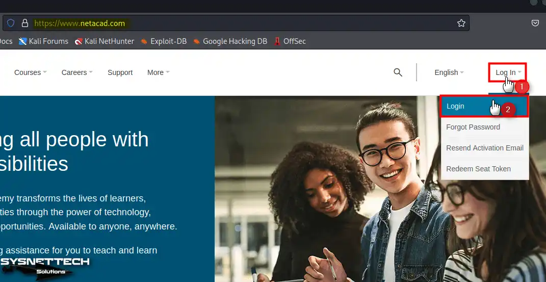 Netacad'de Oturum Açma