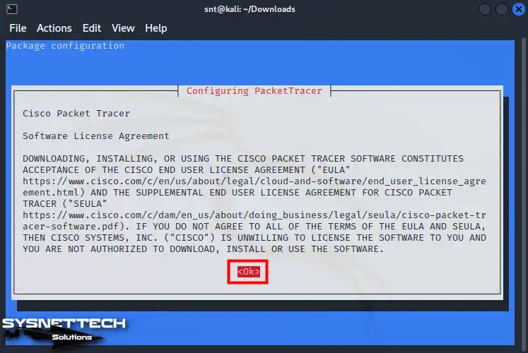 Cisco Packet Tracer Lisans Anlaşmasını Kabul Etme