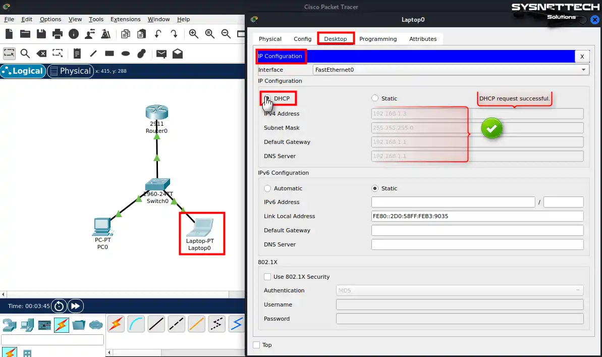 Laptop'ta Otomatik IP Adresi Almak İçin DHCP Etkinleştirme