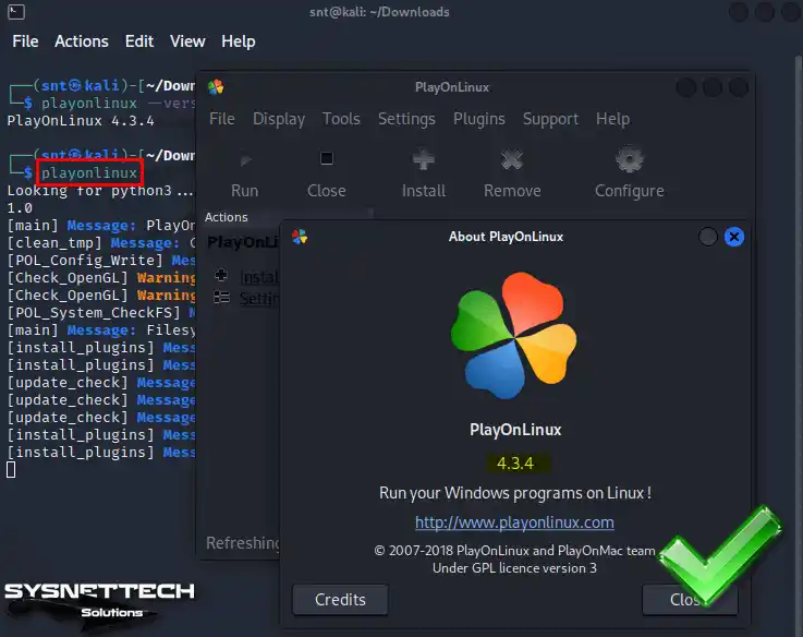 Running PlayOnLinux and Check its Version