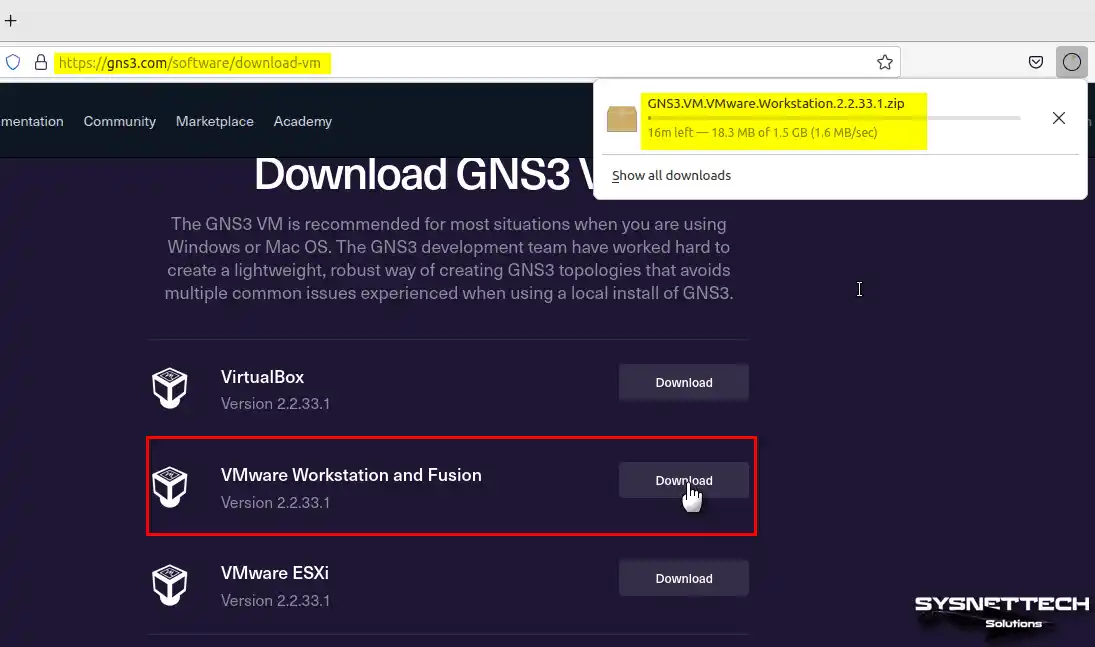 GNS3 VM Download