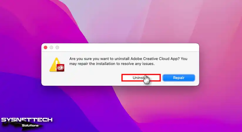 Creative Cloud App Silme İşlemini Onaylama