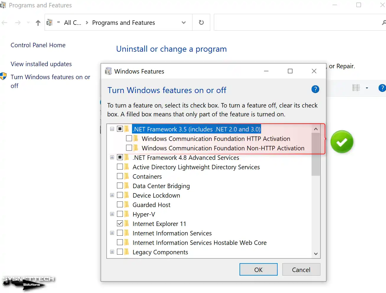 .NET Framework 3.5 Yüklemesini Doğrulama