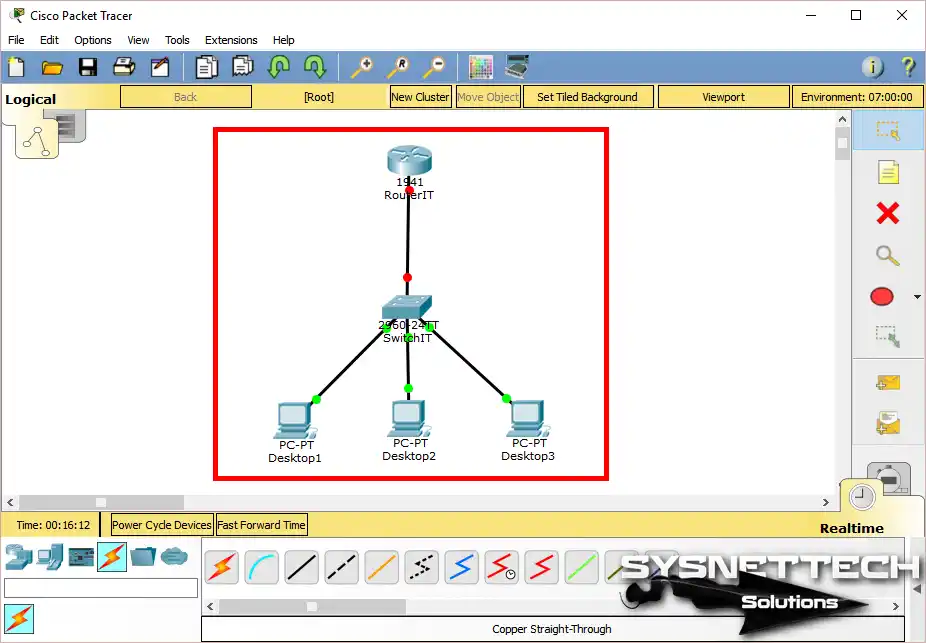 Bir Switch'e Bağlı Üç PC ve Router