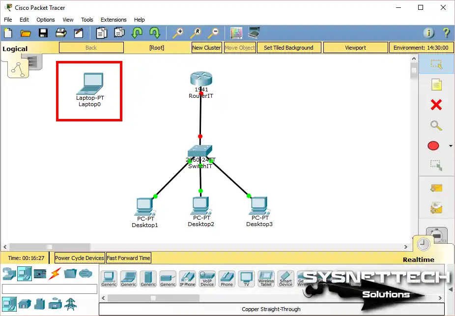 Packet Tracer'ın Çalışma Ortamına Laptop Ekleme