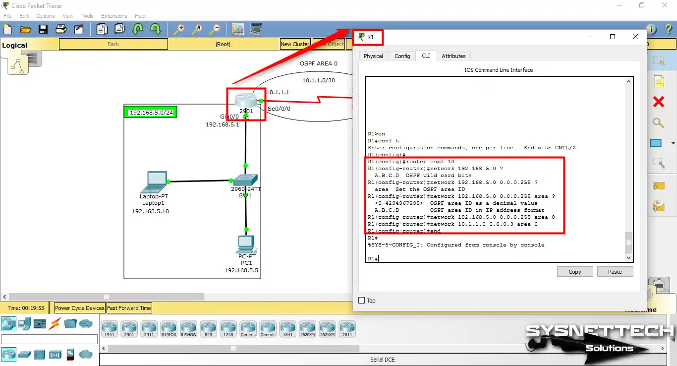 Router R1'de OSPF Etkinleştirme