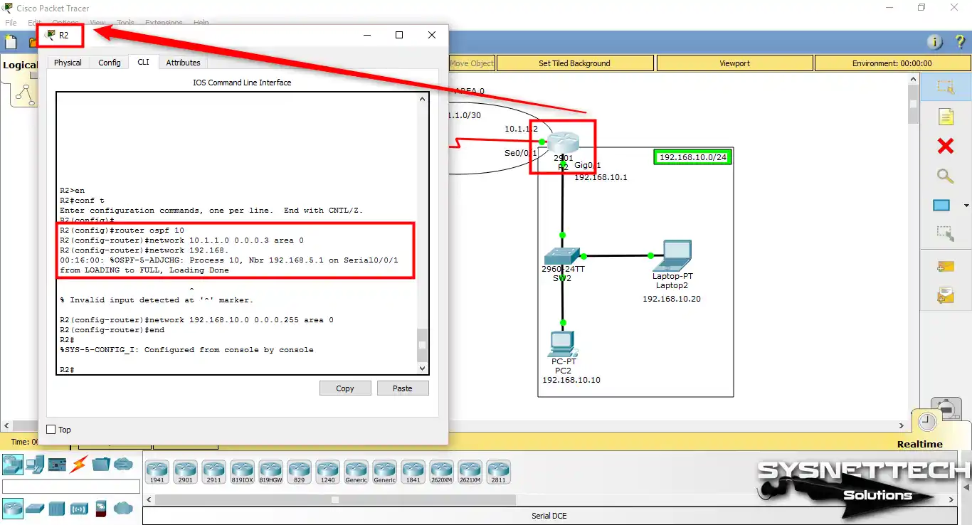 Router R2'de OSPF Etkinleştirme