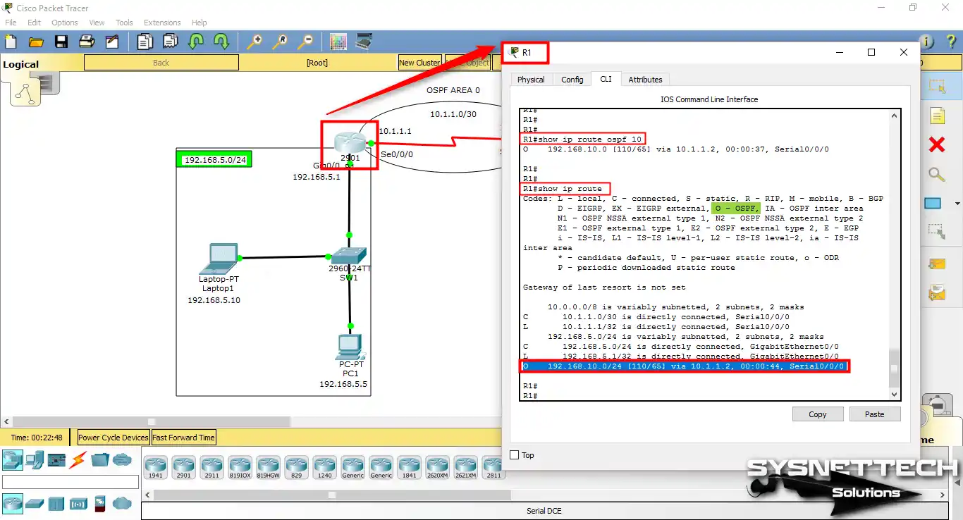 R2'de show ip route ospf 10