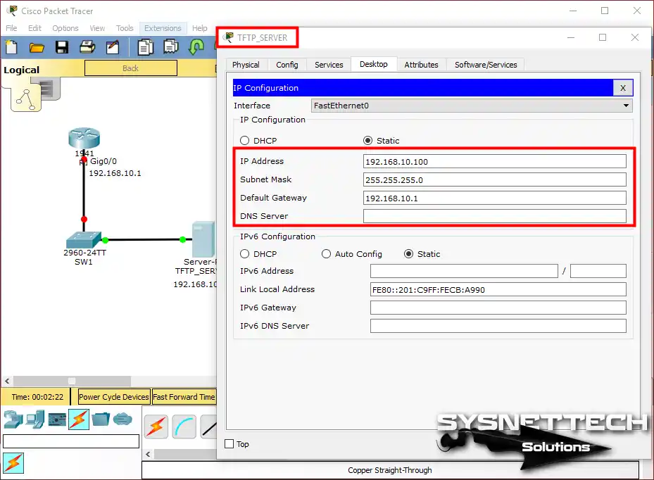 TFTP Sunucu TCP/IP Ayarları