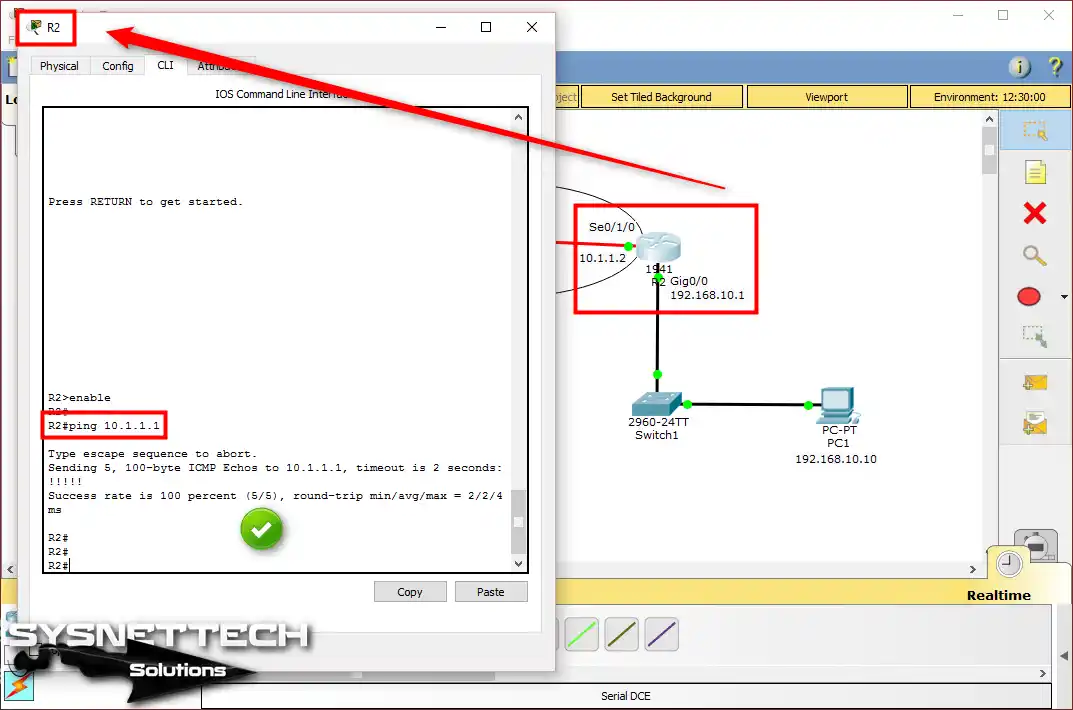 R2'den R1'e Ping Testi