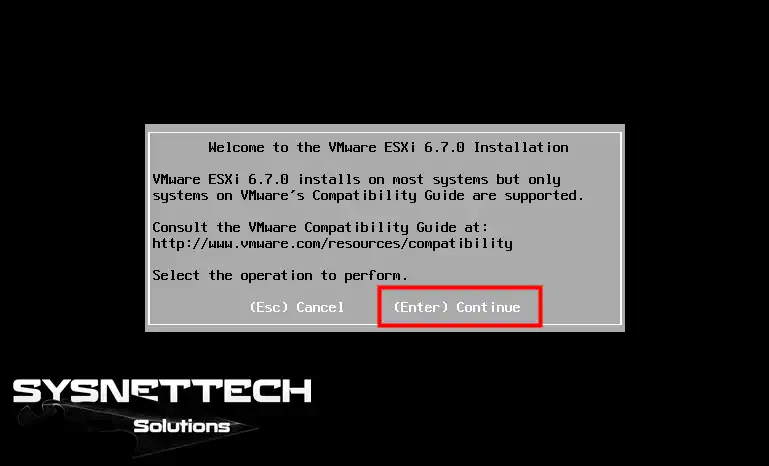 Welcome to the VMware ESXi 6.7.0 Installation