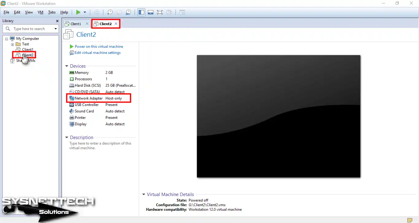 Client2 Sanal Makinenin Ağ Bağdaştırıcısını Yapılandırma