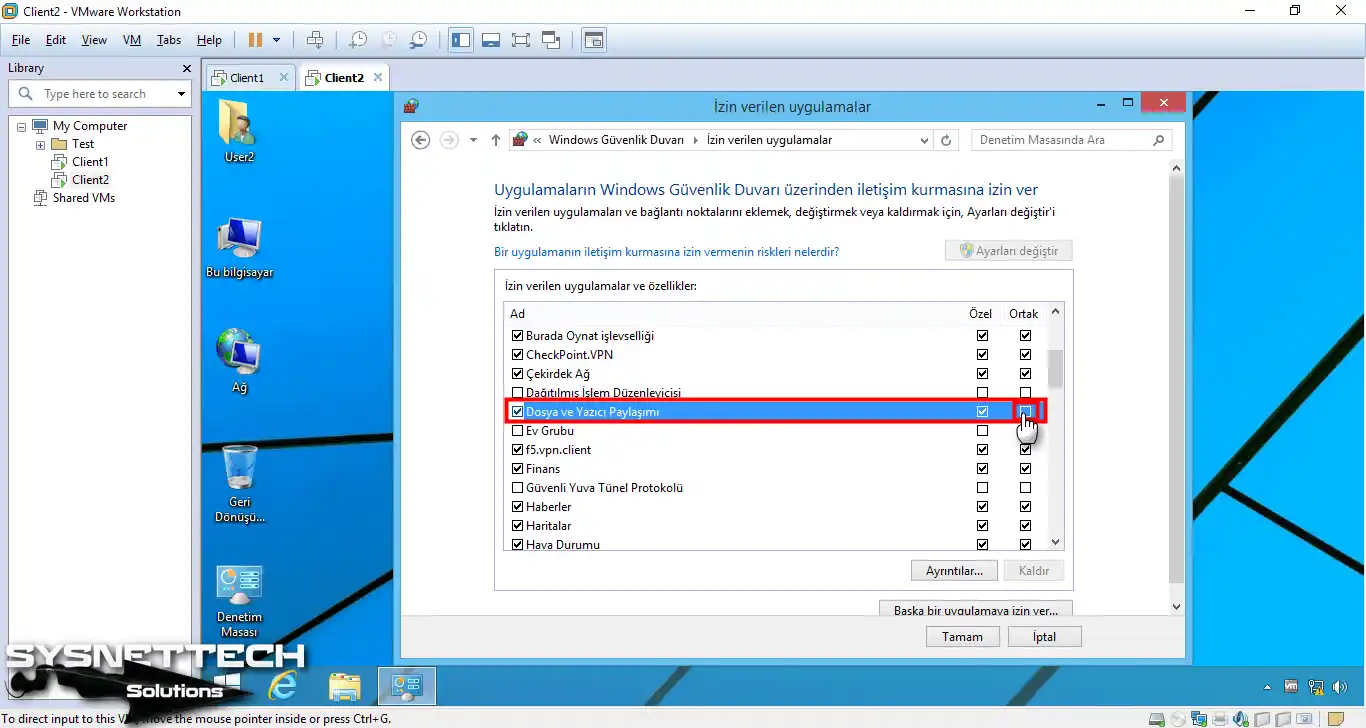 Dosya ve Yazıcı Paylaşımı