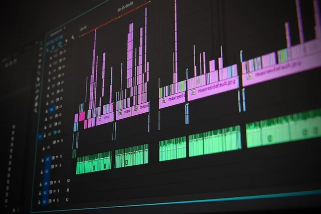 An image showing a video editing program like Premiere Pro or DaVinci Resolve
