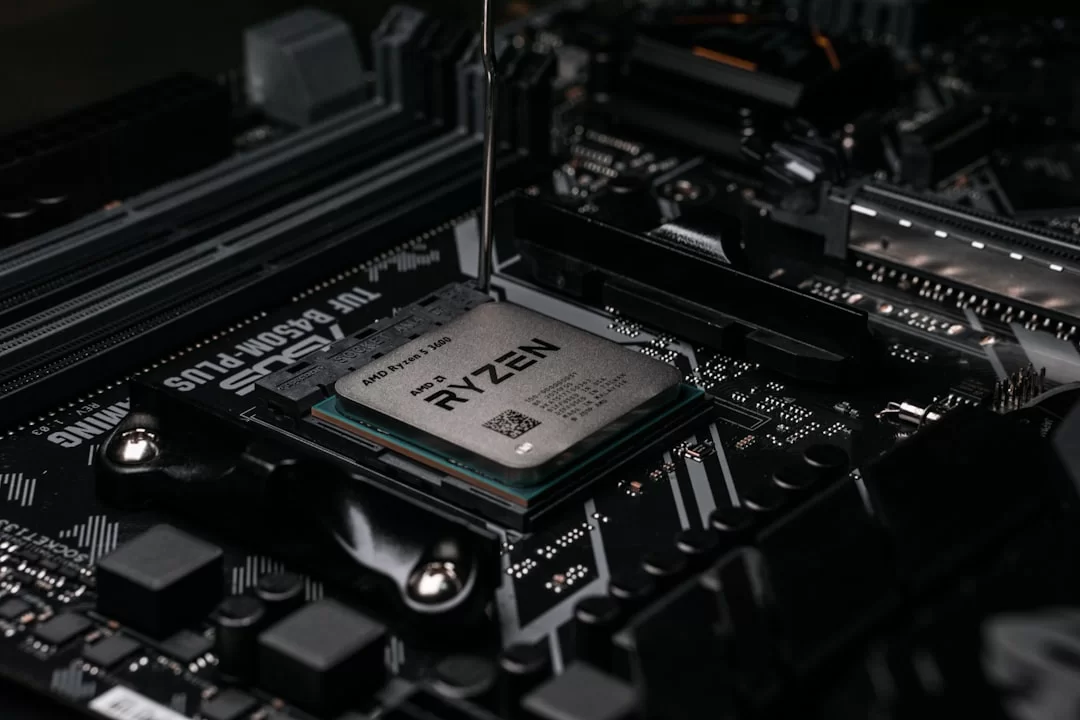 An AMD Ryzen desktop processor with large cache capacity mounted on a motherboard