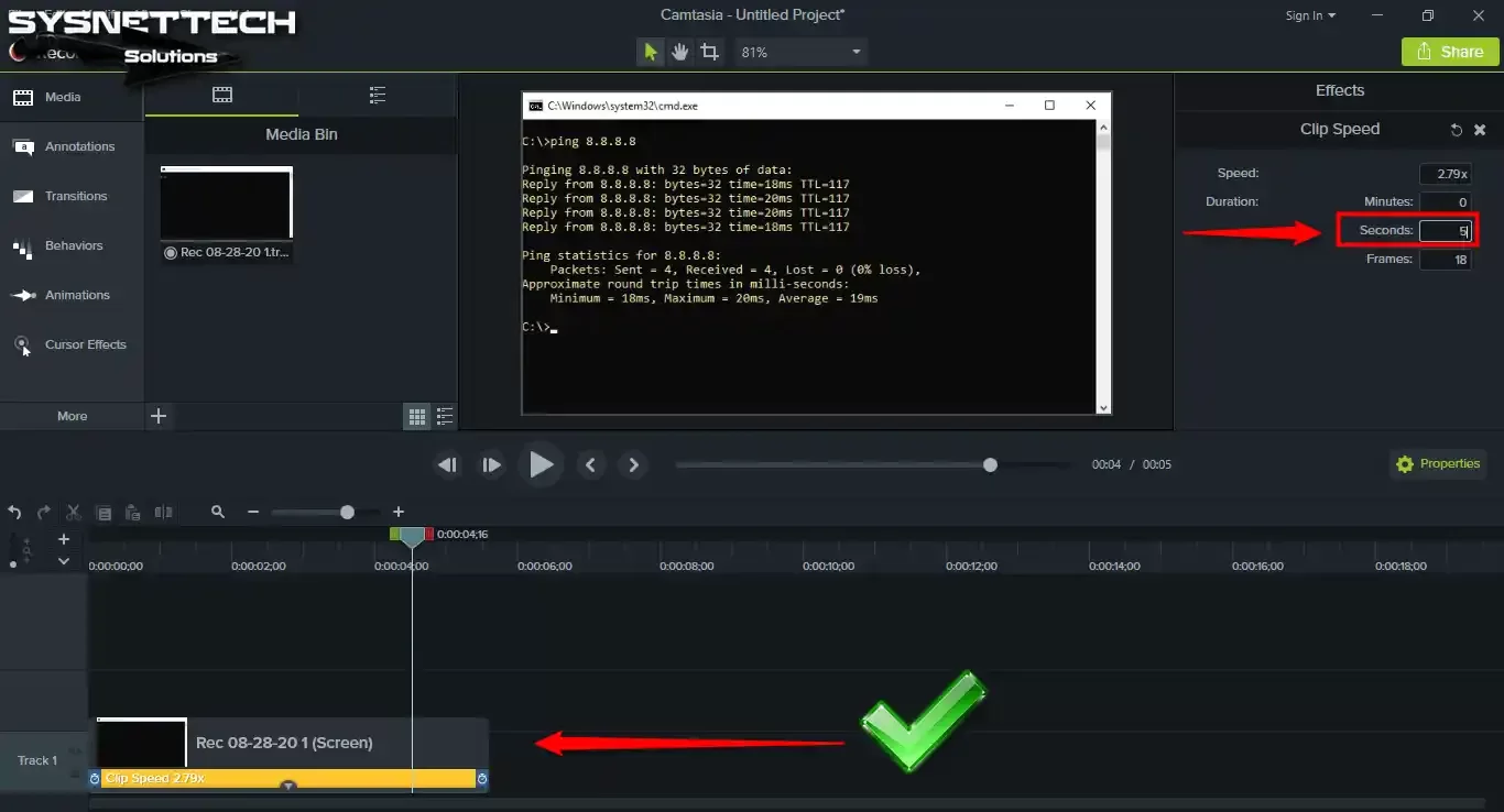 Confirming clip speed