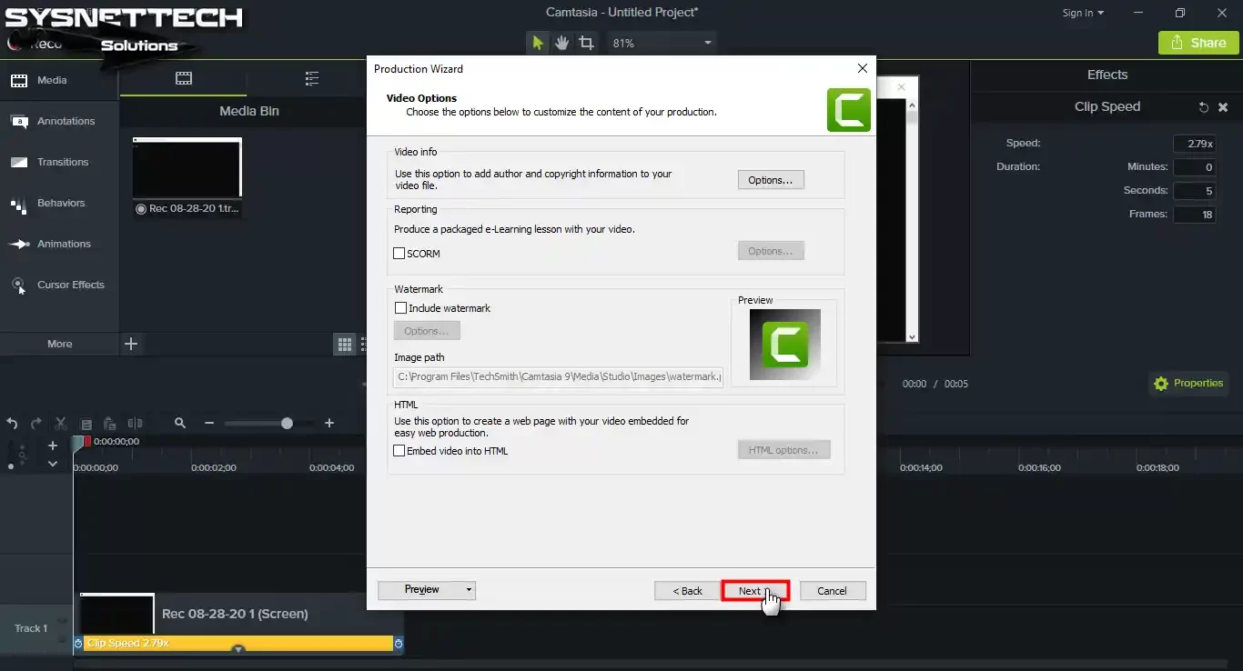 Skipping watermark settings