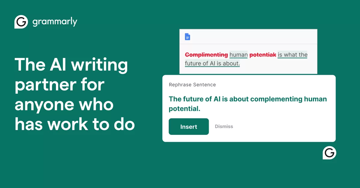 Grammarly eklentisinin çalışmasını gösteren bir görsel