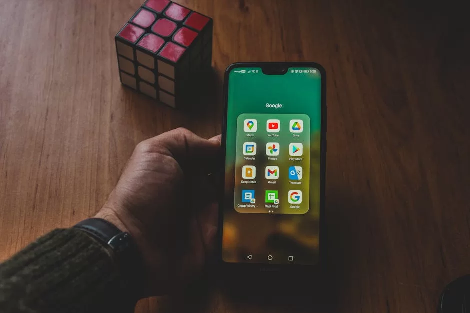 Bir telefon ekranında Google Hesabı girişi ve uygulamaları gösteren arayüz