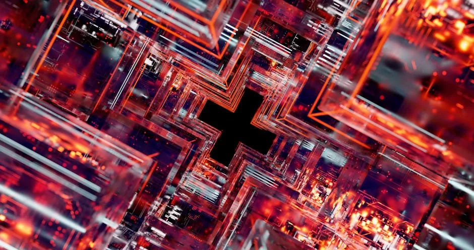 Visual depicting quantum computer hardware