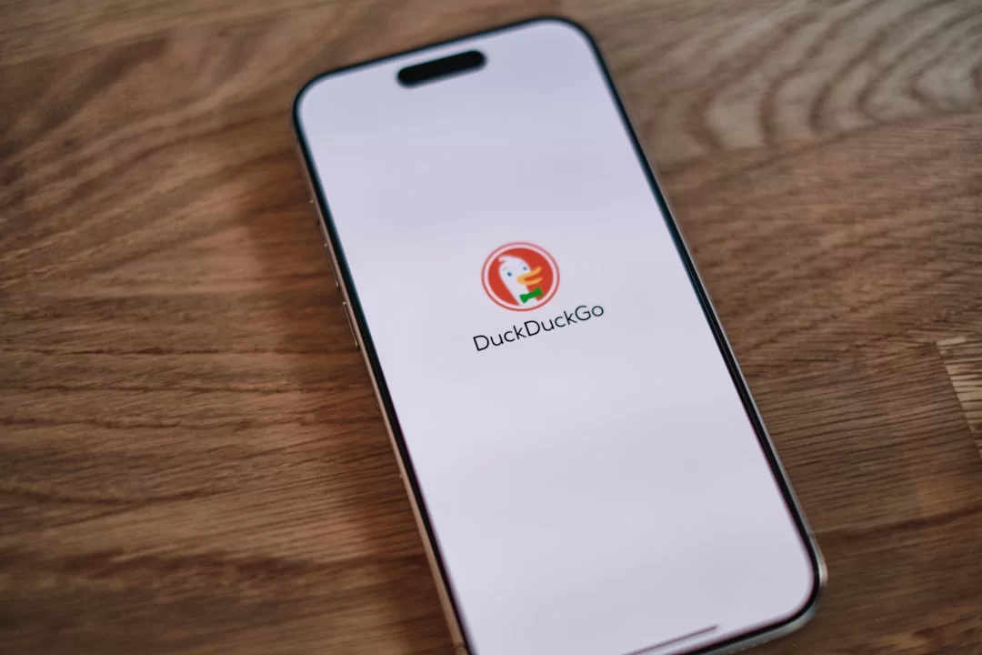Screenshot of the DuckDuckGo search engine logo and interface.