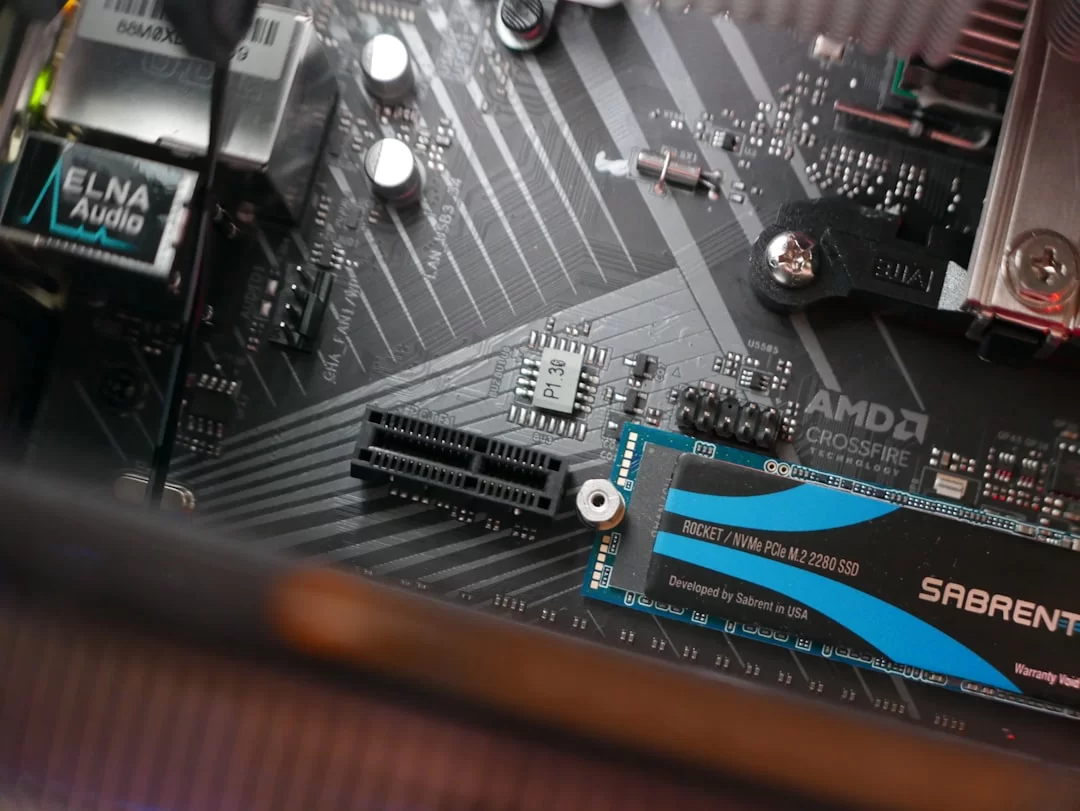 An M.2 SSD port inserted into the M.2 slot on a motherboard