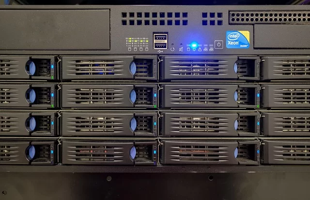 SAS disk sürücüleri içeren bir sunucu görseli