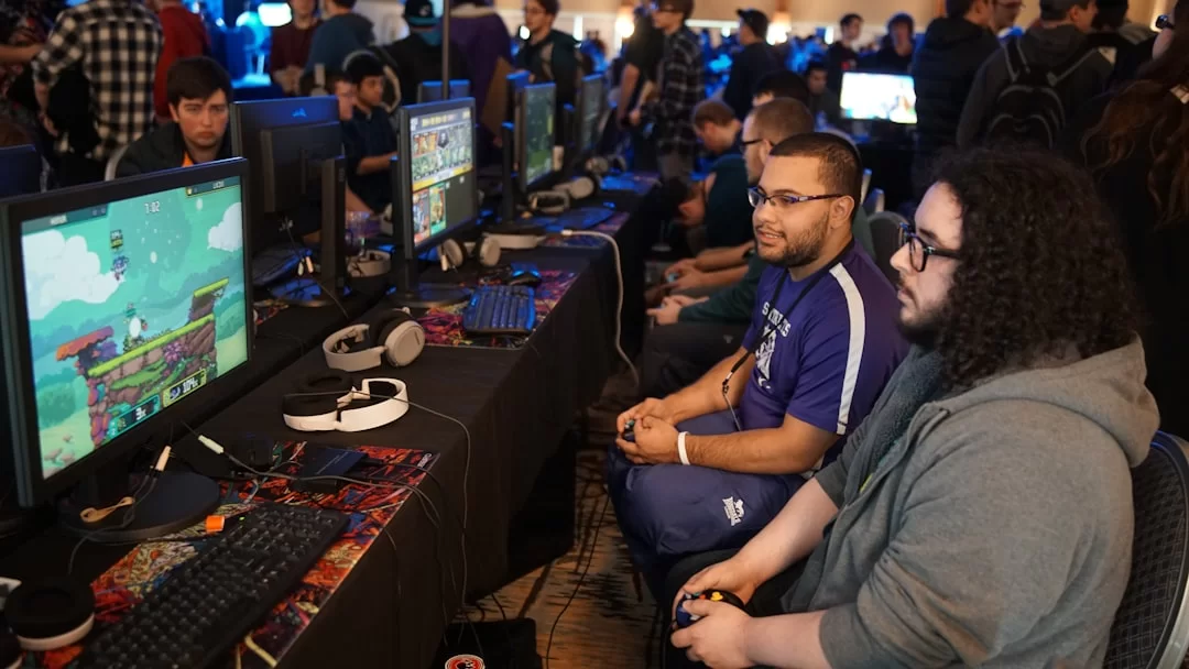 Two young people playing an SWF game