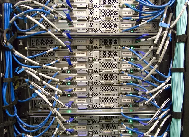 A network switch with cables, representing the root bridge concept in a network topology