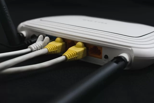A Wi-Fi router emitting signal waves, representing radio frequency data transmission