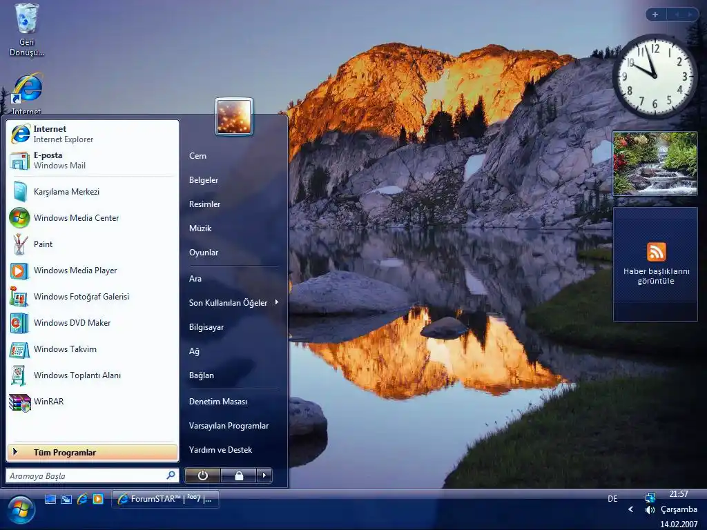 Windows Vista Masaüstü Ekranı