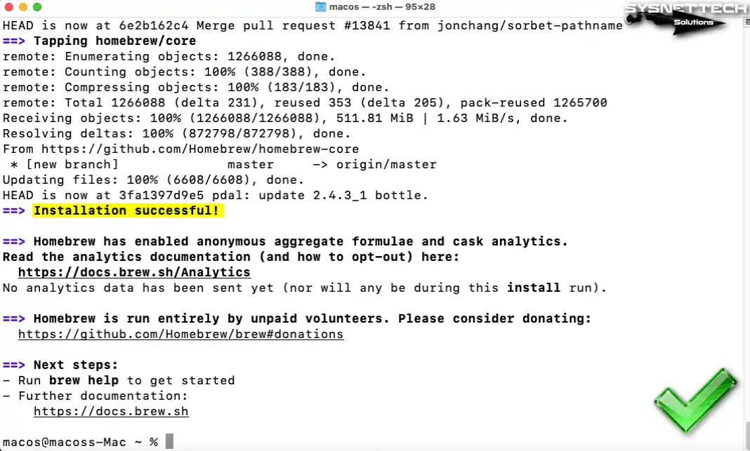 Homebrew Başarıyla Kuruldu