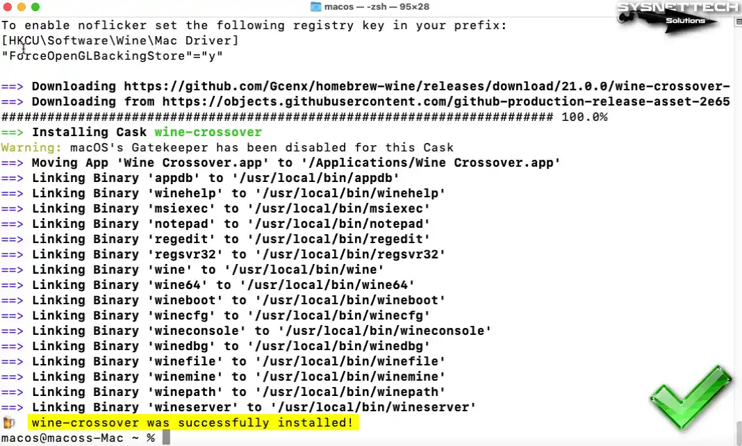 Wine-Crossover Başarıyla Kuruldu